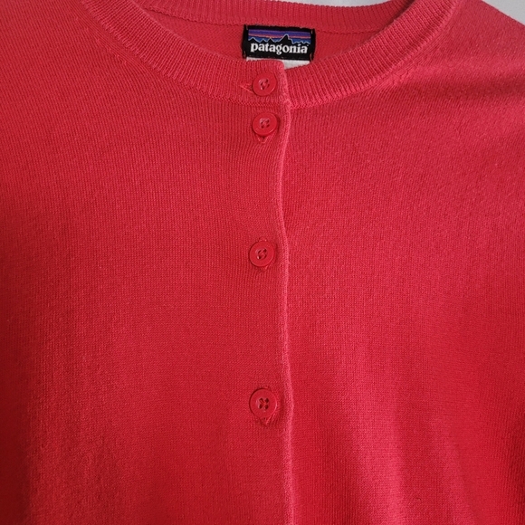 Patagonia Women's Button Front Red Sweater 3/4 Sleeve Organic Cotton Size XS - Picture 3 of 8